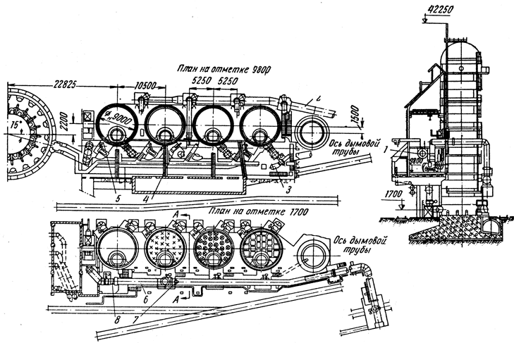 ���. 61. ������������ �������������������: 1 - ������������� �������� �����; 2 - ����������; 3 - �������; 4 - ������ ��� ��������� ������� �� ������������������; 5 - ������ �������� �����; 6 - ������������� ��������� �����; 7 - ������ ��������� �����; 8 - ������������ ������